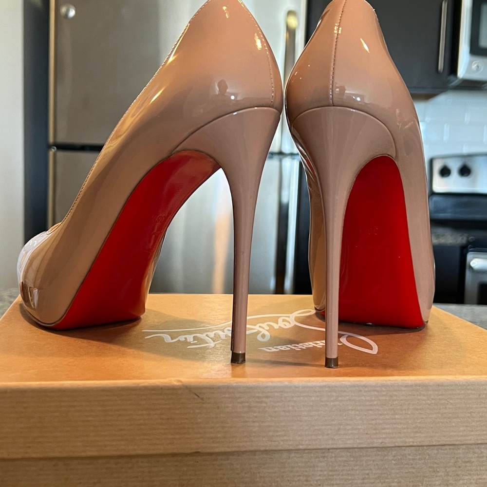 Christian Louboutin Beige and Red Stiletto Heels